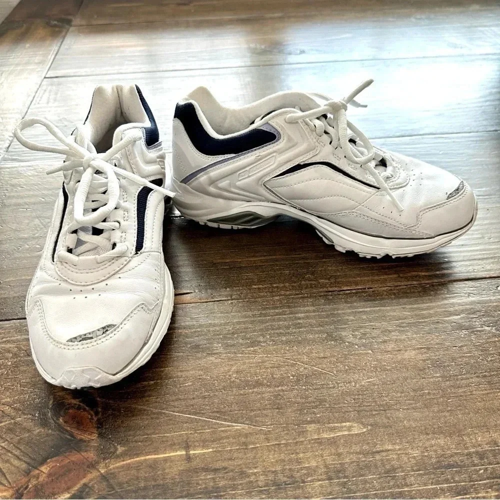 Reebok DMX Walk Men’s White & Blue Lace-Up Tennis Shoes Size 8 GUC